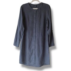 Caroll Paris 100% Linen Dark Grey Shirtdress Size 42/US 10